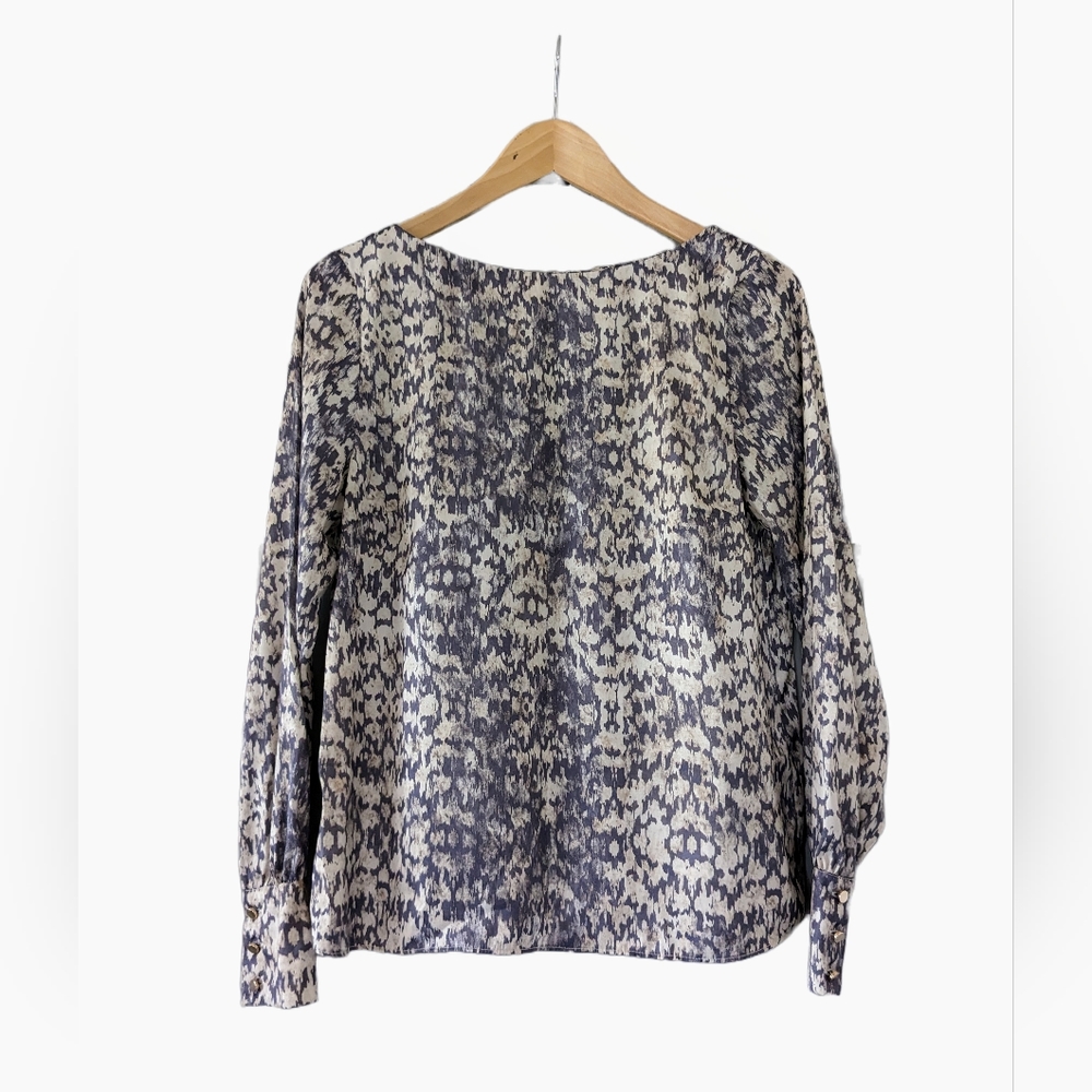 H&M Size S Long Sleeve Blouse | Abstract Print in Tan and Black